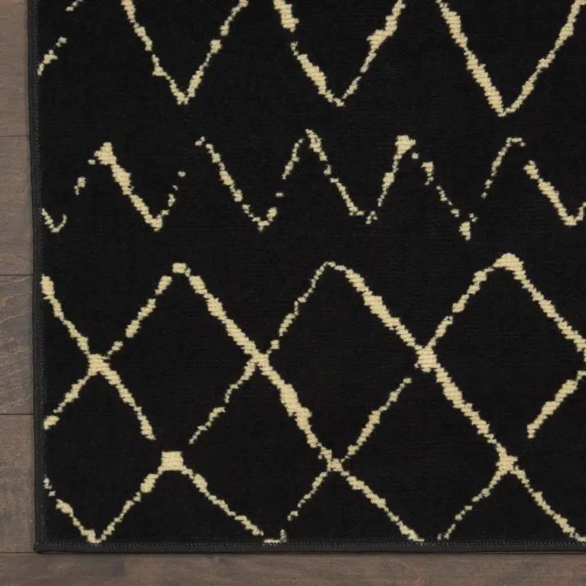 Black and Ivory Abstract Power Loom Distressed Area Rug Photo 9