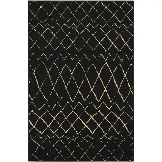 Black and Ivory Abstract Power Loom Distressed Area Rug Photo 9