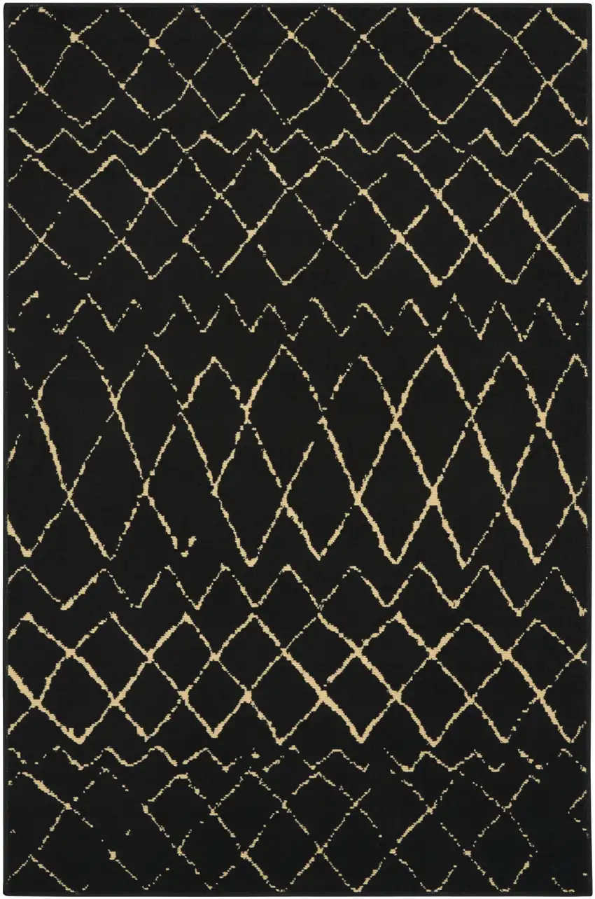 Black and Ivory Abstract Power Loom Distressed Area Rug Photo 9