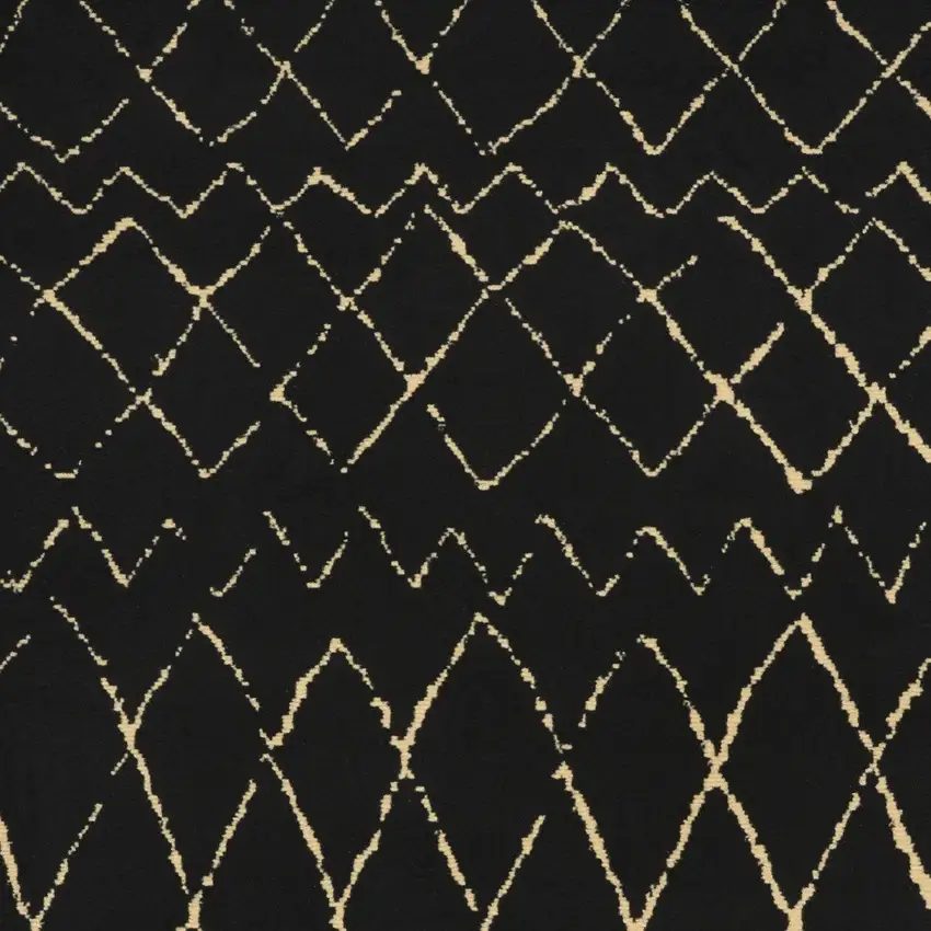 Black and Ivory Abstract Power Loom Distressed Area Rug Photo 4
