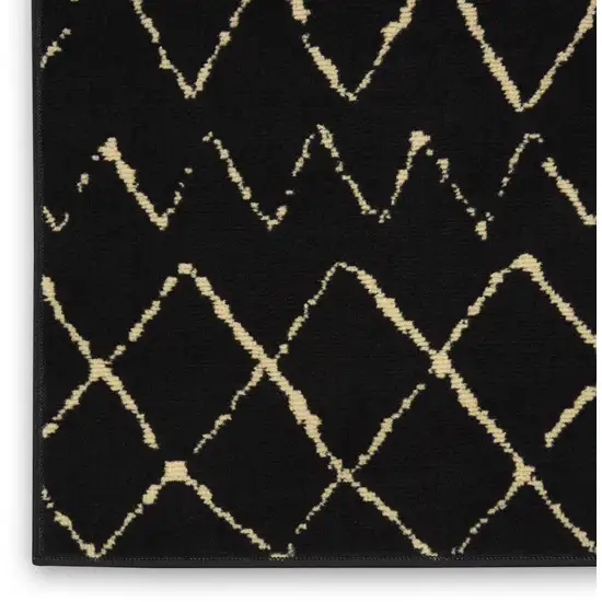Black and Ivory Abstract Power Loom Distressed Area Rug Photo 8