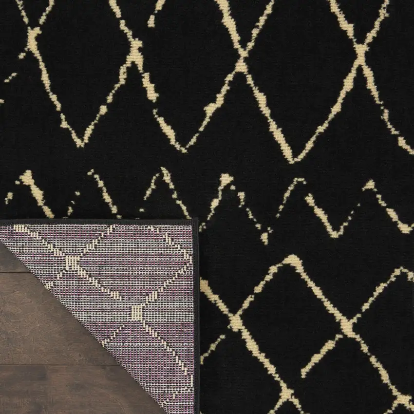 Black and Ivory Abstract Power Loom Distressed Area Rug Photo 8