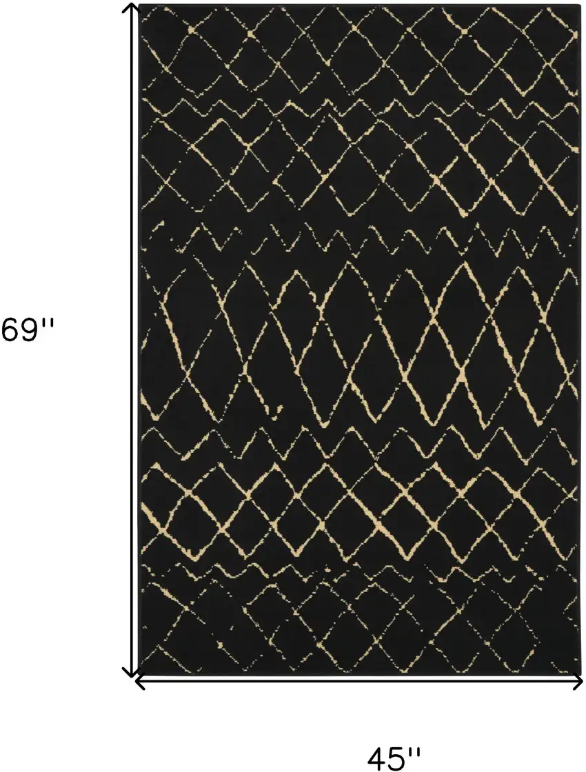Black and Ivory Abstract Power Loom Distressed Area Rug Photo 3