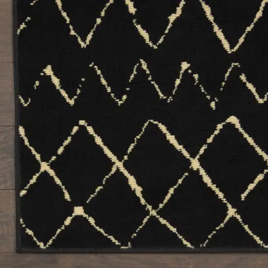 Black and Ivory Abstract Power Loom Distressed Area Rug Photo 4