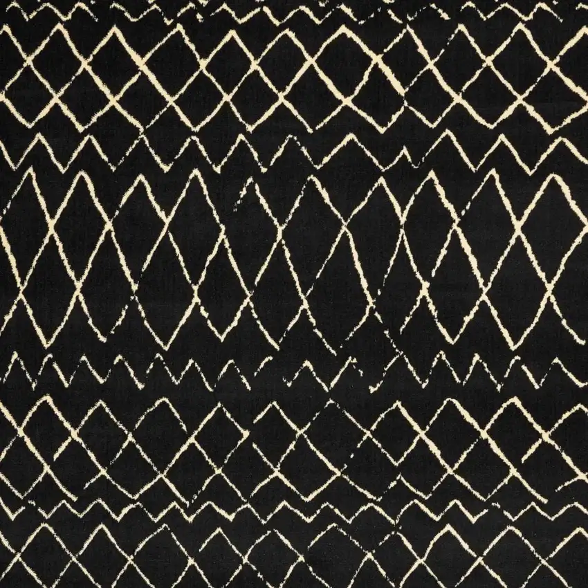 Black and Ivory Abstract Power Loom Distressed Area Rug Photo 1