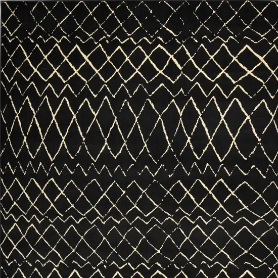 Black and Ivory Abstract Power Loom Distressed Area Rug Photo 8