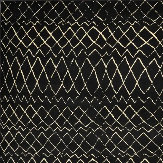 Black and Ivory Abstract Power Loom Distressed Area Rug Photo 3