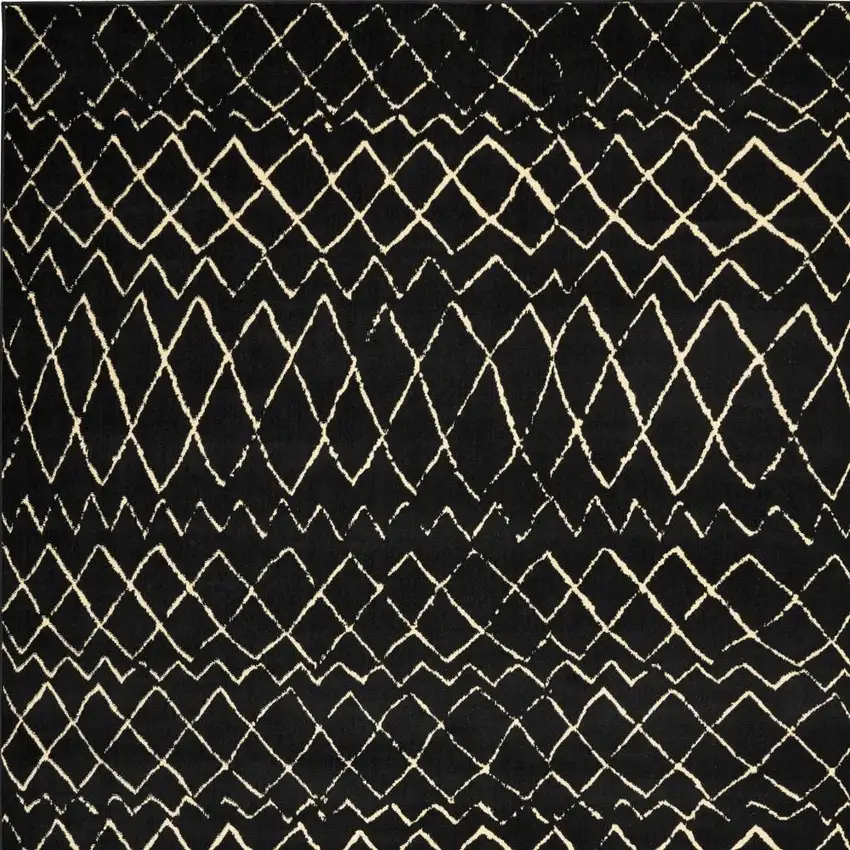 Black and Ivory Abstract Power Loom Distressed Area Rug Photo 3