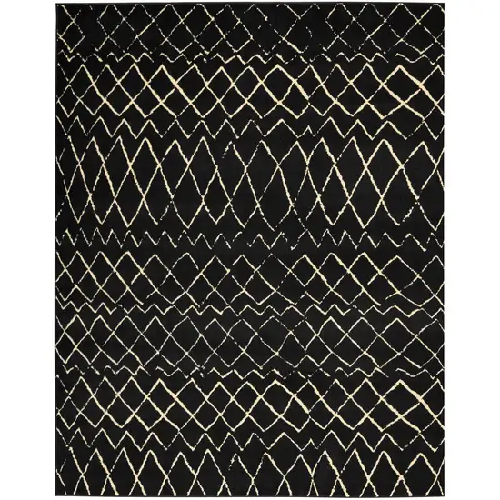 Black and Ivory Abstract Power Loom Distressed Area Rug Photo 2
