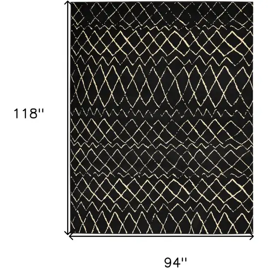 Black and Ivory Abstract Power Loom Distressed Area Rug Photo 3