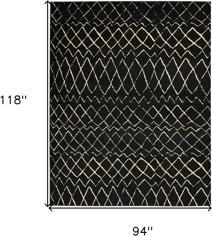 Black and Ivory Abstract Power Loom Distressed Area Rug Photo 3