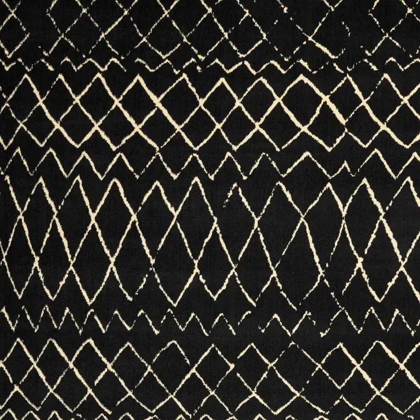 Black and Ivory Abstract Power Loom Distressed Area Rug Photo 7