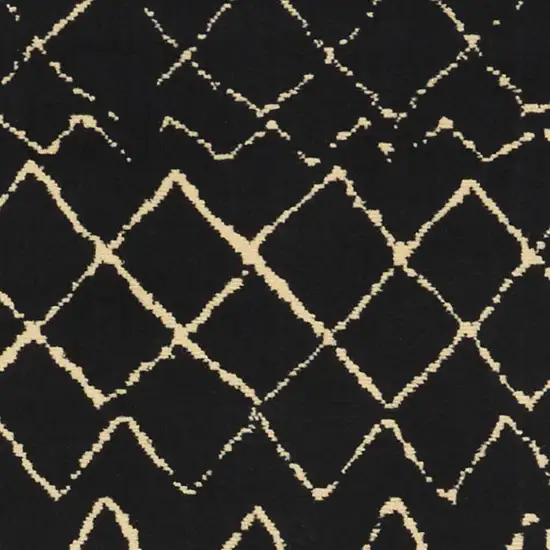 8' Black And Ivory Abstract Distressed Runner Rug Photo 1