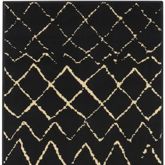 8' Black And Ivory Abstract Distressed Runner Rug Photo 3