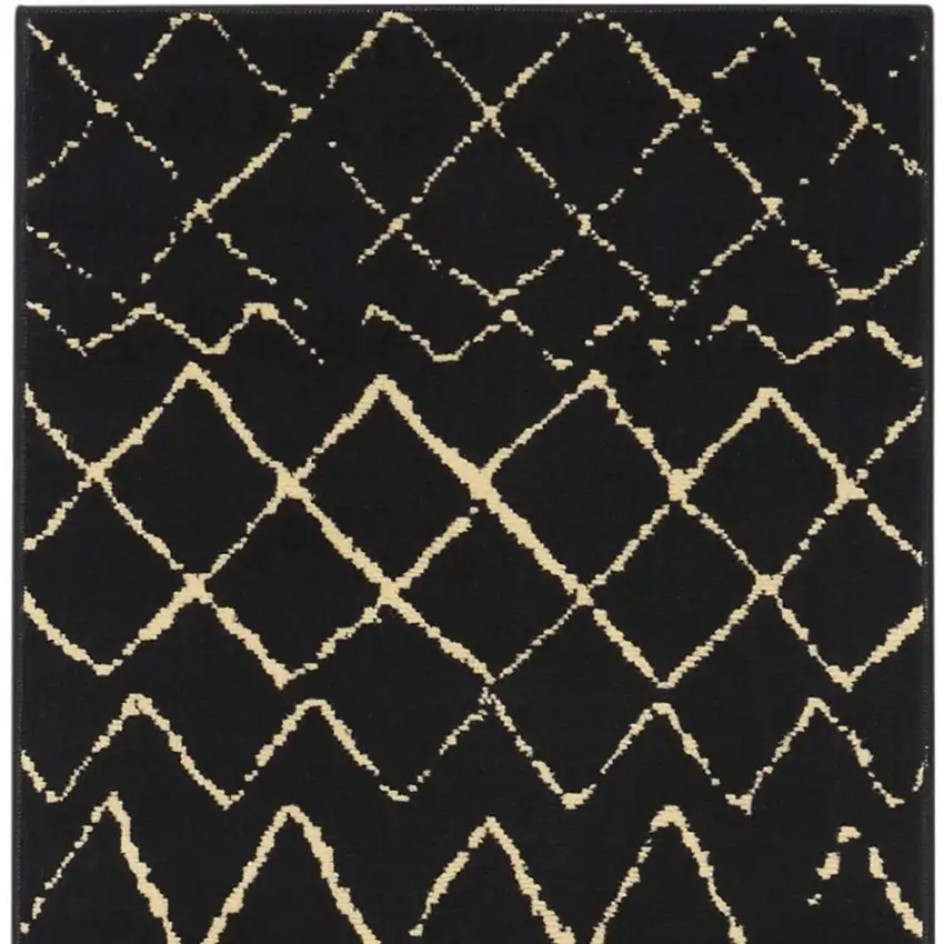 8' Black And Ivory Abstract Distressed Runner Rug Photo 3