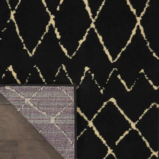 8' Black And Ivory Abstract Distressed Runner Rug Photo 9
