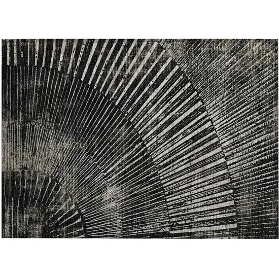 Black and Ivory Abstract Washable Non Skid Indoor Outdoor Area Rug Photo 2