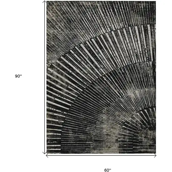 Black And Ivory Abstract Washable Indoor Outdoor Area Rug Photo 3