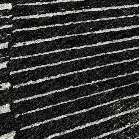 Black and Ivory Abstract Washable Non Skid Indoor Outdoor Area Rug Photo 8