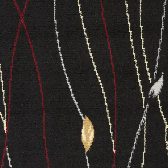 Black and Ivory Floral Power Loom Non Skid Area Rug Photo 3