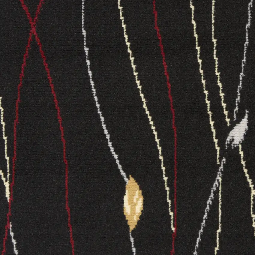 Black and Ivory Floral Power Loom Non Skid Area Rug Photo 3