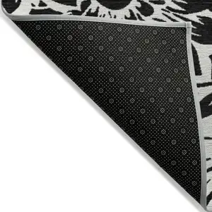 Photo of Black and Ivory Floral Washable Non Skid Indoor Outdoor Area Rug