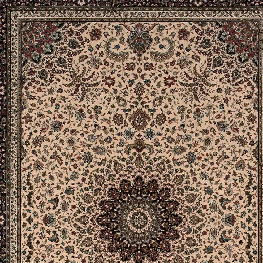 Black and Ivory Oriental Area Rug Photo 4