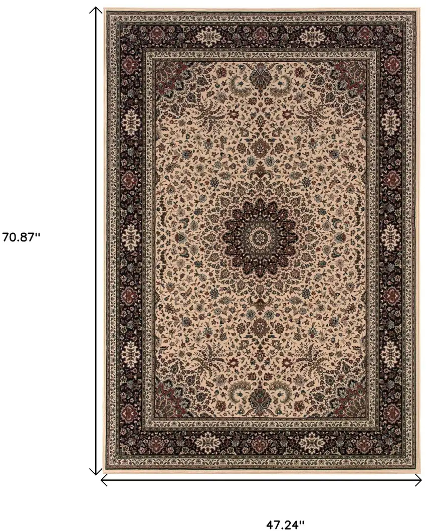 Black and Ivory Oriental Area Rug Photo 3