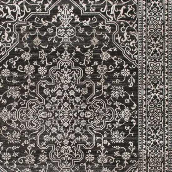 Black and Ivory Oriental Distressed Area Rug Photo 4