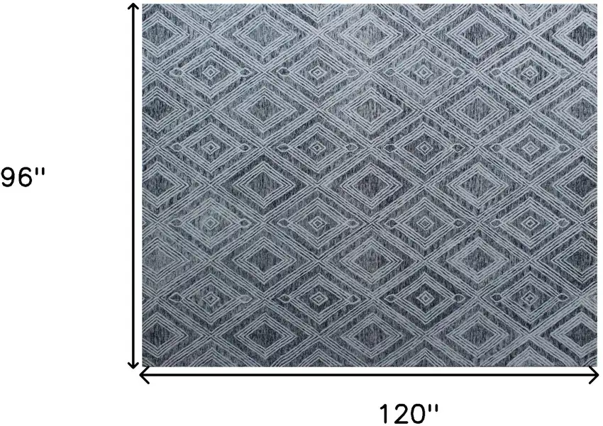 Black and Ivory Wool Abstract Geometric Hand Tufted Non Skid Area Rug Photo 9