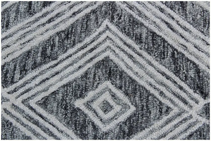 Black and Ivory Wool Abstract Geometric Hand Tufted Non Skid Area Rug Photo 4