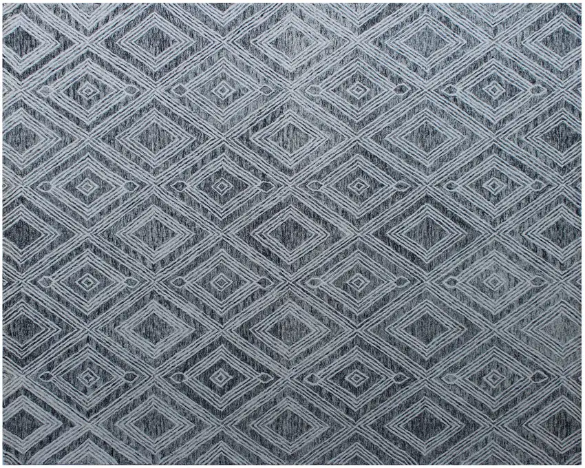 Black and Ivory Wool Abstract Geometric Hand Tufted Non Skid Area Rug Photo 7