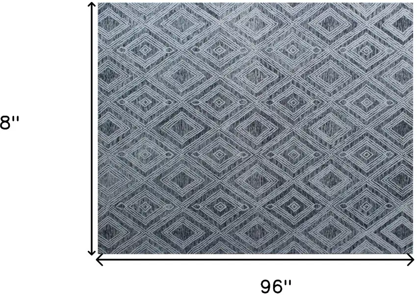 Black and Ivory Wool Abstract Geometric Hand Tufted Non Skid Area Rug Photo 3