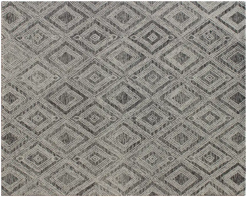 Black and Ivory Wool Abstract Geometric Hand Tufted Non Skid Area Rug Photo 7