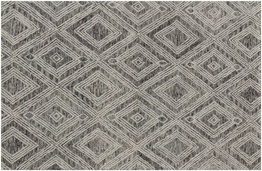 Black and Ivory Wool Abstract Geometric Hand Tufted Non Skid Area Rug Photo 4