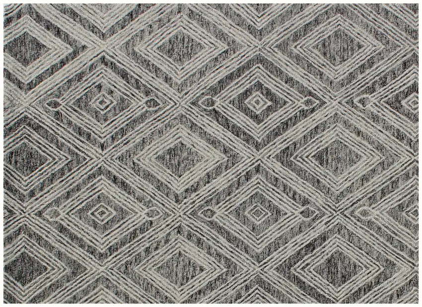 Black and Ivory Wool Abstract Geometric Hand Tufted Non Skid Area Rug Photo 5