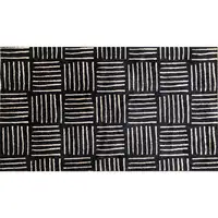 Photo of Black and Off White Abstract Machine Tufted Washable Area Rug With UV Protection