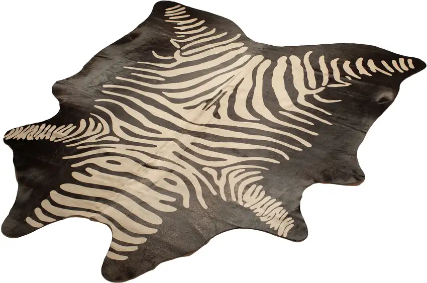 Black and Off White Cowhide Hand Knotted Area Rug Photo 1