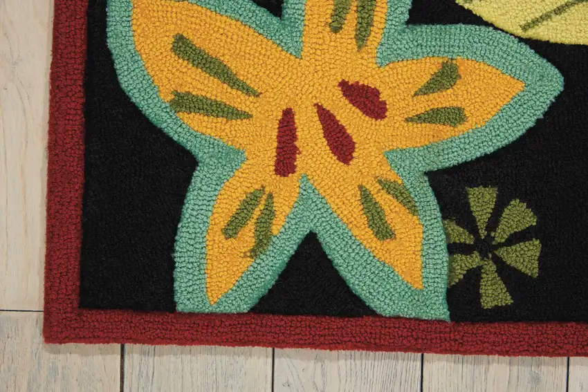 Black and Orange Floral Hand Carved Handmade Area Rug Photo 7