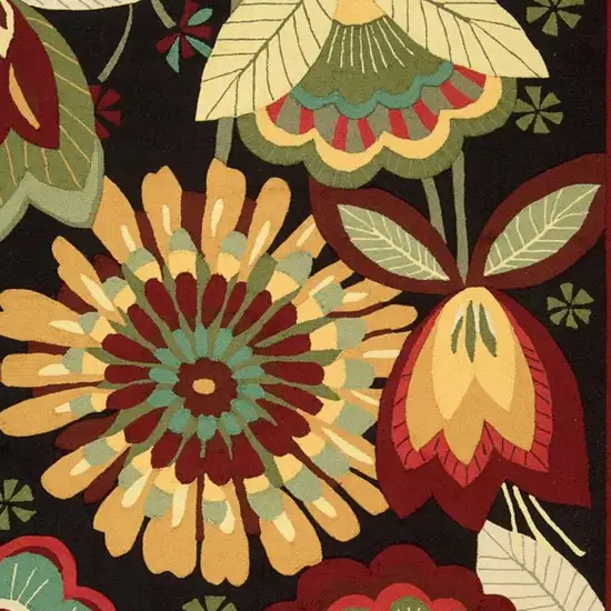 Black and Orange Floral Hand Carved Handmade Area Rug Photo 2