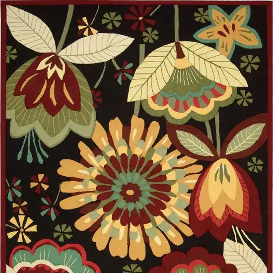 Black and Orange Floral Hand Carved Handmade Area Rug Photo 6