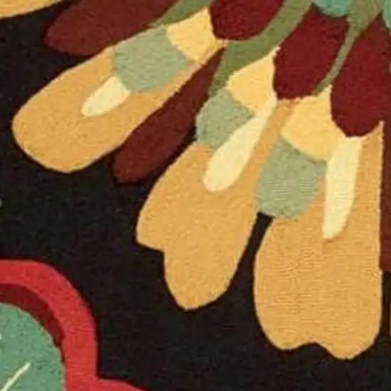 Black and Orange Floral Hand Carved Handmade Area Rug Photo 4