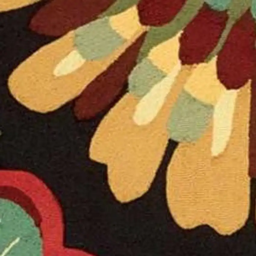 Black and Orange Floral Hand Carved Handmade Area Rug Photo 4