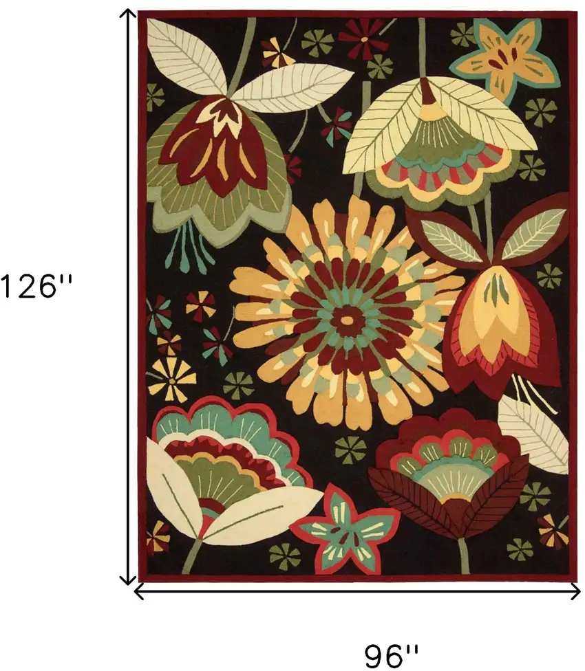 Black and Orange Floral Hand Carved Handmade Area Rug Photo 3