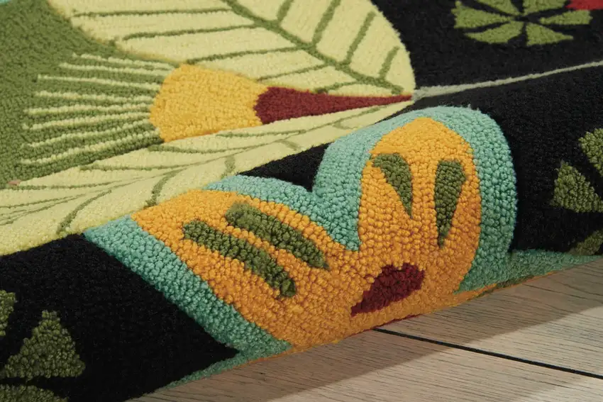 Black and Orange Floral Hand Carved Handmade Area Rug Photo 8