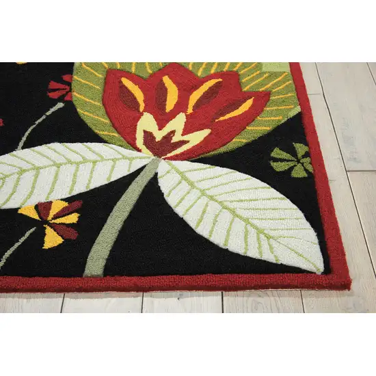 Black and Orange Floral Hand Carved Handmade Area Rug Photo 8