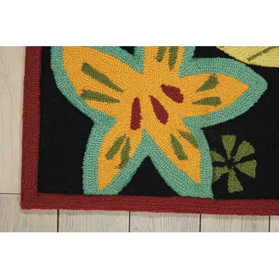 Black and Orange Floral Hand Carved Handmade Area Rug Photo 6