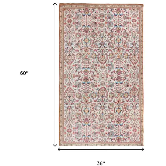 Black and Red Floral Handmade Indoor Outdoor Area Rug Photo 3
