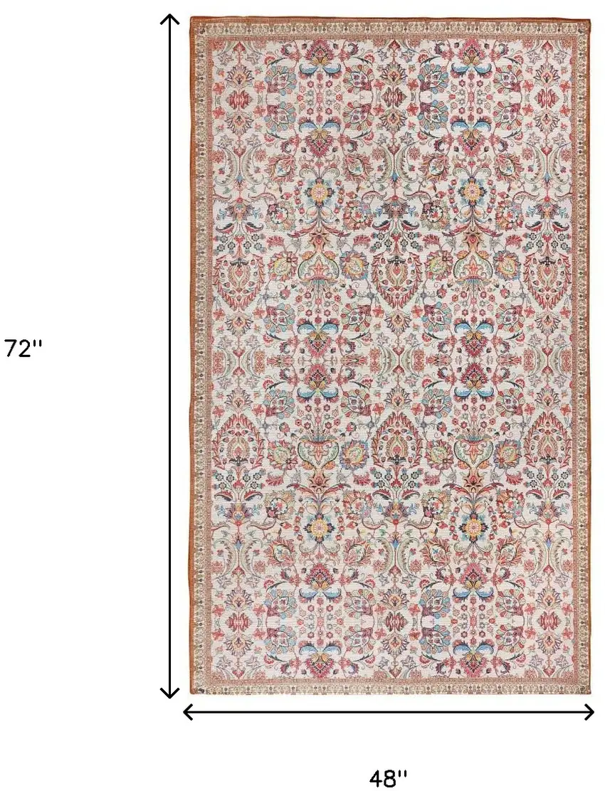 Black and Red Floral Handmade Indoor Outdoor Area Rug Photo 3