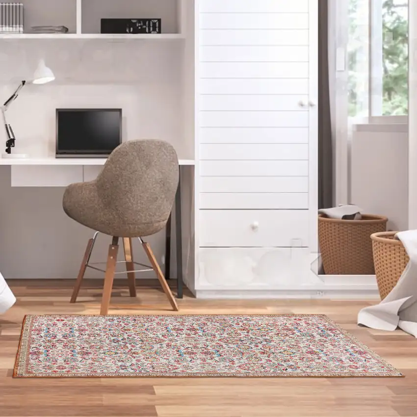 Black and Red Floral Handmade Indoor Outdoor Area Rug Photo 6